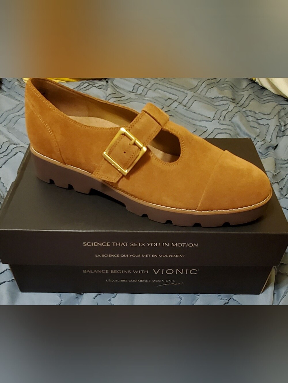 Vionic Carmen Suede T-Strap Mary Jane Loafer in Tan - Picture 3 of 6